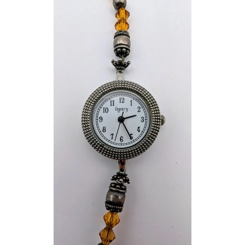 Legacy Silver Tone Beads Bracket Quartz Watch, New‎ Battery